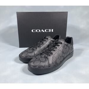 $168 Coach Clip Signature Low Top Sneaker Charcoal Black G4949 Men's Size 11